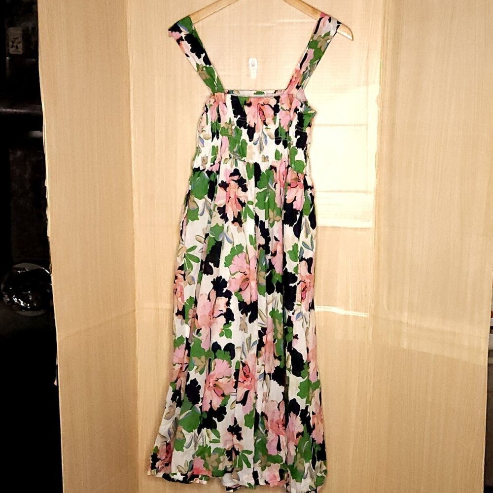 Tommy Hilfiger Womens White Floral Sleeveless Cotton Gauzy Maxi Dress 8